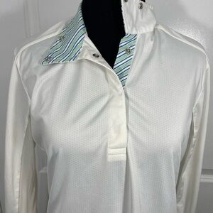 Essex Classics White Long Sleeve Shirt with Striped Collar Size Medium CB-109
